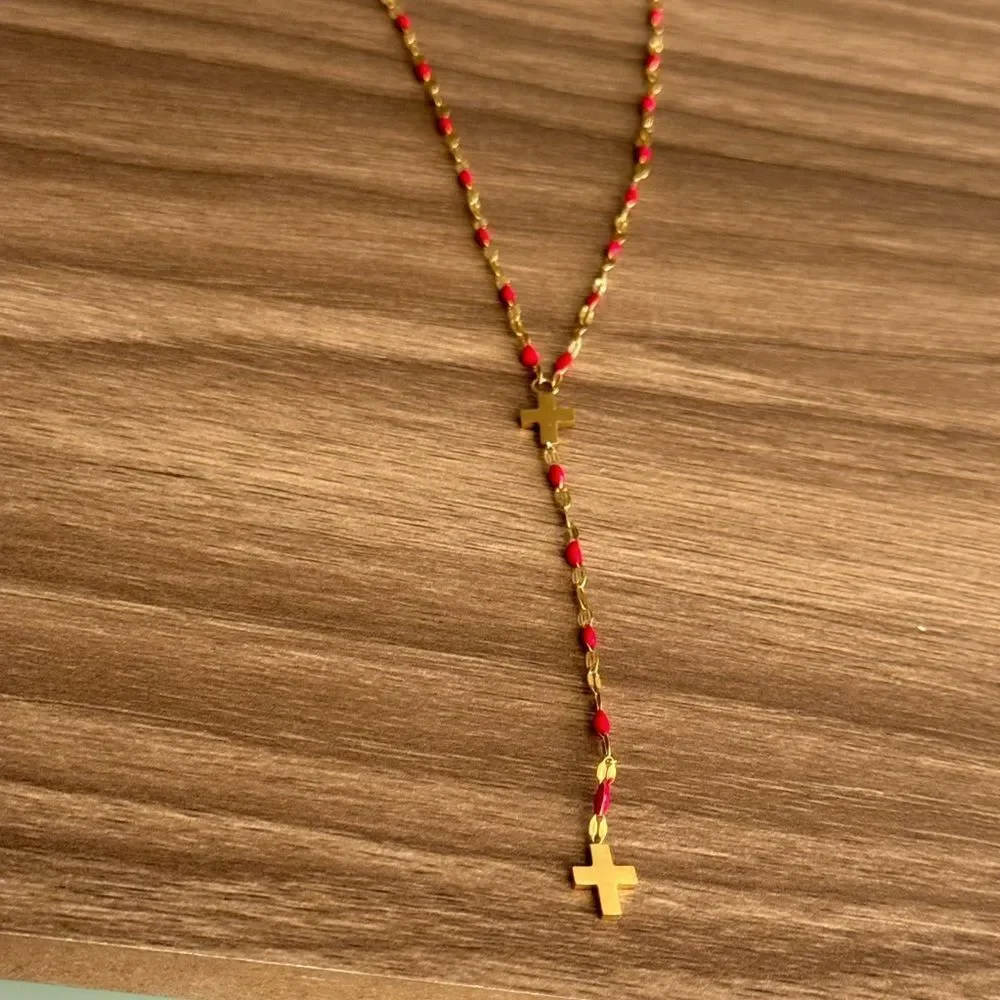 Red Cross Necklace Q740